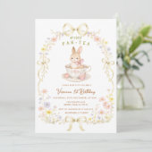 Invitation Par-Tea Bunny 1st Birthday wildflower  (Debout devant)
