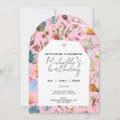 Invitation Par Tea N'Importe Quel Âge Anniversaire Arc Floral (Devant)