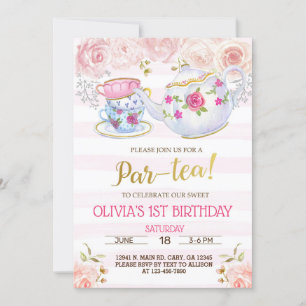 Invitation Par-tea, par tea girl anniversaire invitation.