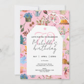 Invitation Par Tea Pink 70e anniversaire Jardin Floral (Devant)