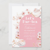 Invitation Par-tea Pink Boho Floral Birthday Tea Party (Devant)