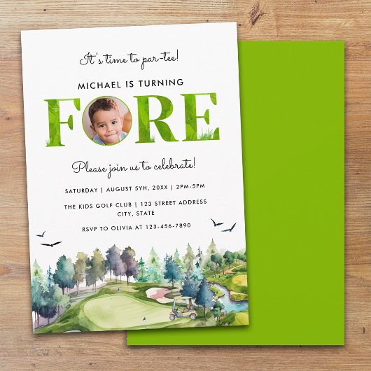 Invitation Par-tee 4e anniversaire Golf First Birthday Photo