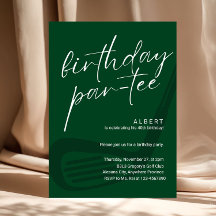 Par-Tee d'anniversaire de golf minimaliste vert po