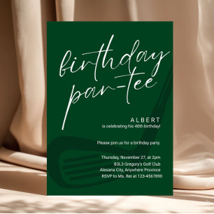 Invitation Par-Tee d'anniversaire de golf minimaliste vert po