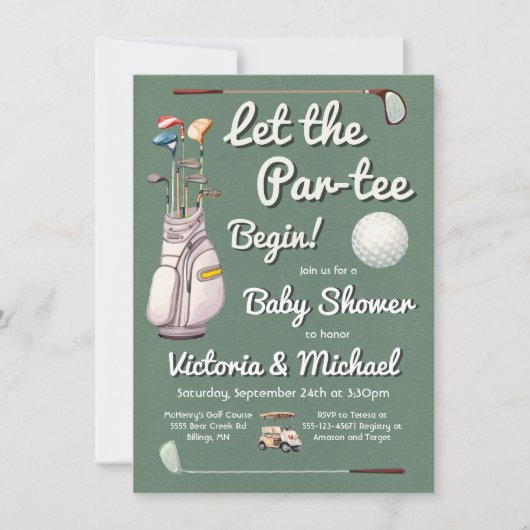 Invitation Par-tee Golf Baby shower (Devant)