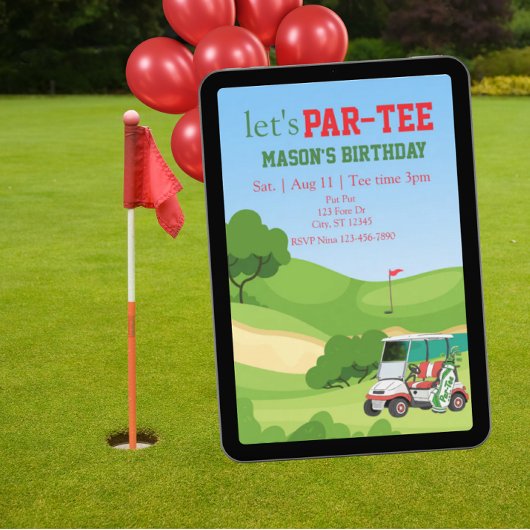 Invitation PAR-TEE, golf birthday