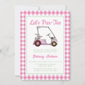 Invitation Par Tee Golf Rose À damiers Baby shower fille (Devant)