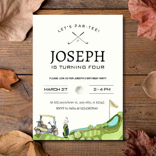 Invitation Par-Tee ! Golf Thème 4ème anniversaire