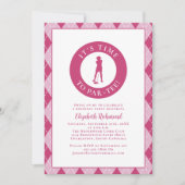 Invitation Par Tee Golfer Funny Humour Anniversaire Fête Rose (Devant)