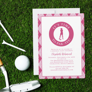 Invitation Par Tee Golfer Funny Humour Anniversaire Fête Rose