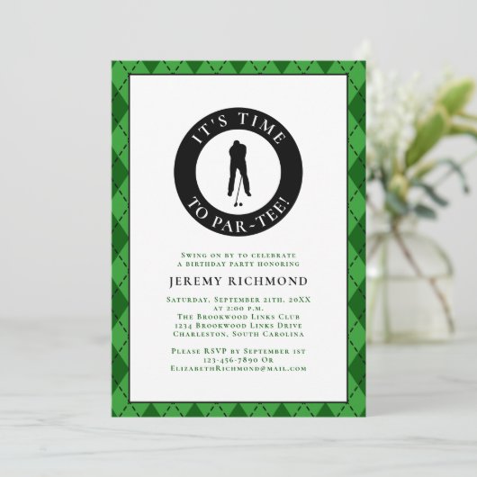 Invitation Par Tee Golfer Funny Humour Fête d'anniversaire po (Debout devant)