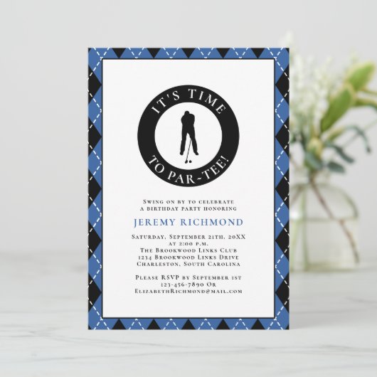 Invitation Par Tee Golfer Joue Une Fête D'Anniversaire Drôle (Debout devant)