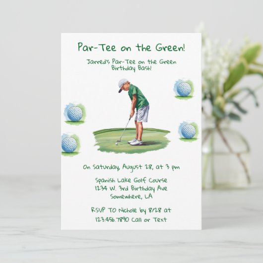 Invitation Par-Tee on the Green Golf Boy Anniversaire Bash (Debout devant)