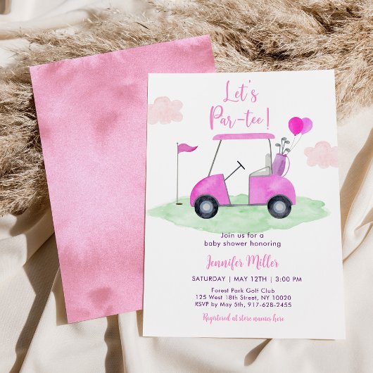 Invitation Par-tee Pink Girl Golf Baby shower