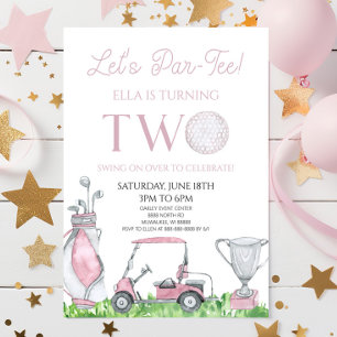 Invitation Par-Tee Pink Golf 2e fête d'anniversaire