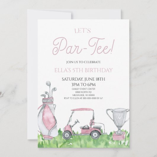 Invitation Par-Tee ! Pink Golf Anniversaire (Devant)