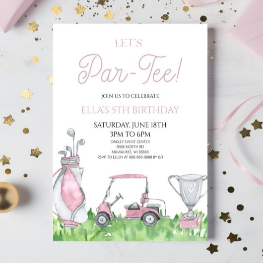 Invitation Par-Tee ! Pink Golf Anniversaire