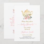 Invitation Par Thé Baby shower Rose (Devant / Derrière)