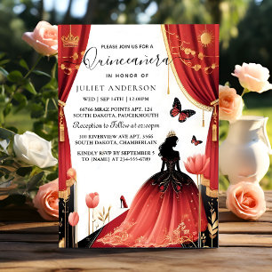 Invitation Par Tiara Black Lace Rouge Quinceanera
