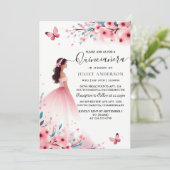 Invitation Par Wood Tree Rose Girl Cherry Blossom Quinceanera (Debout devant)