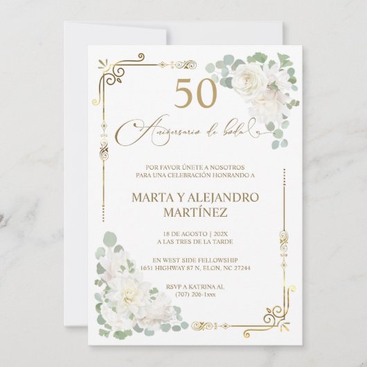 Invitation Para 50 Aniversario de Boda (Devant)