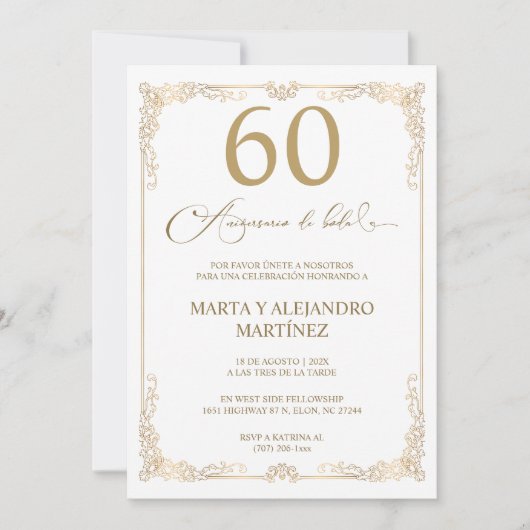 Invitation Para 60 Aniversario de Boda (Devant)