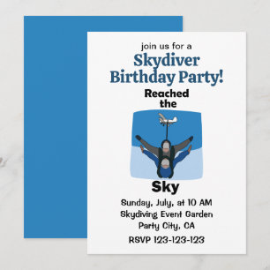 Invitation Parachutisme Atteint Le Ciel Fête D'anniversaire D