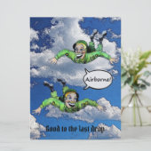 Invitation Parachutiste de saut d'armée, dessin humoristique  (Debout devant)