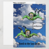 Invitation Parachutiste de saut d'armée, dessin humoristique  (Devant / Derrière)