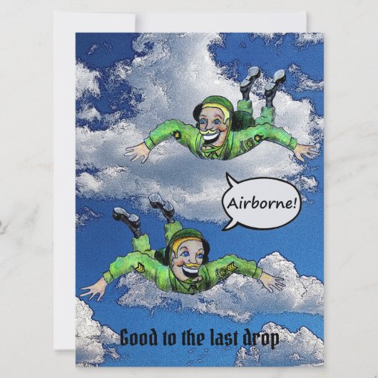 Invitation Parachutiste de saut d'armée, dessin humoristique  (Devant)