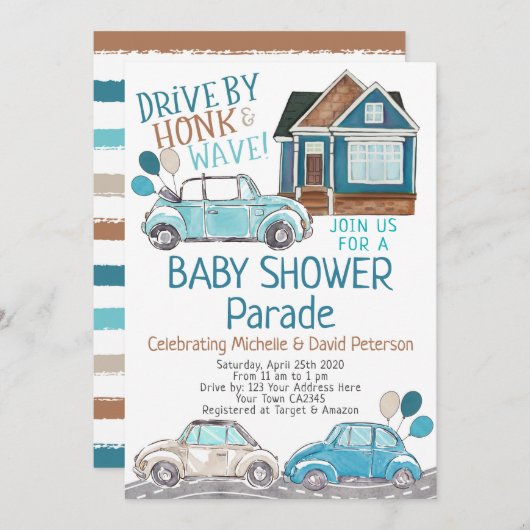 Invitation Parade Baby shower (Devant / Derrière)