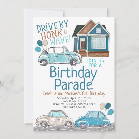 Invitation Parade d'anniversaire (Devant)