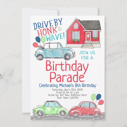 Invitation Parade d'anniversaire (Devant)