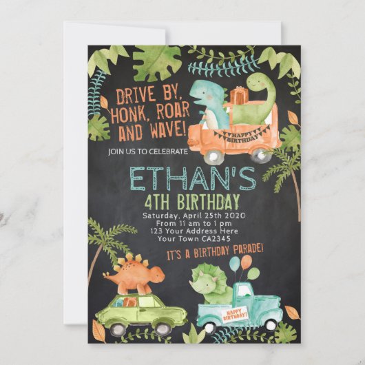 Invitation Parade d'anniversaire de Dinosaur (Devant)