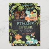 Invitation Parade d'anniversaire de Dinosaur (Devant / Derrière)