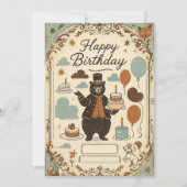 Invitation Parade d'anniversaire de l'ours et du ballon (Devant)