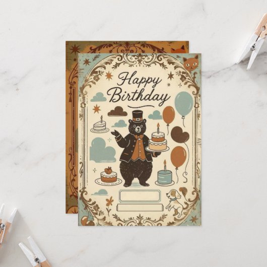 Invitation Parade d'anniversaire de l'ours et du ballon (Devant/Arrière en situation)