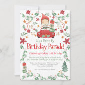 Invitation Parade d'anniversaire de Noël de Fille Elfe (Devant)
