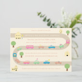 Invitation Parade d'anniversaire de voiture illustrée douce (Debout devant)