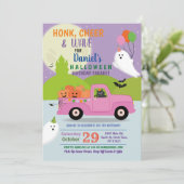 Invitation Parade D'Anniversaire Du Fantôme En Camion Rose (Debout devant)