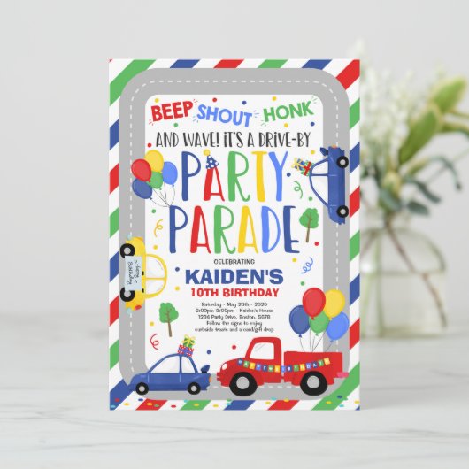 Invitation Parade D'Anniversaire Parade Bleue (Debout devant)