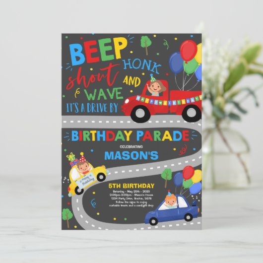 Invitation Parade D'Anniversaire Parade Bleue (Debout devant)