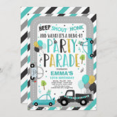 Invitation Parade D'Anniversaire Parade Turquoise (Devant / Derrière)