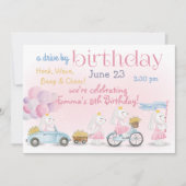 Invitation Parade des Bunnies Rose Pastel Promenade d'Anniver (Devant)