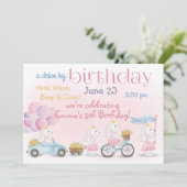 Invitation Parade des Bunnies Rose Pastel Promenade d'Anniver (Debout devant)