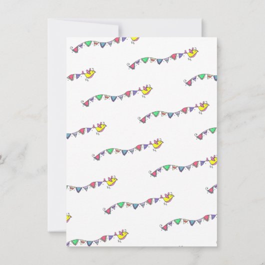 Invitation Parade Festive Oiseaux Départ (Dos)