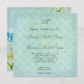 Invitation Paradis Inséparables Moderne Floral Swirl Damask (Devant / Derrière)