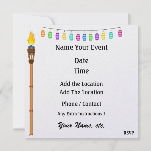 Invitation Paradis PARTY / Luau - SRF (Dos)