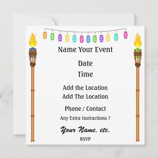 Invitation Paradis PARTY / Luau - SRF (Dos)