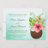 Invitation Paradis tropical Cocotier Floral Bouquet Mariage (Devant)